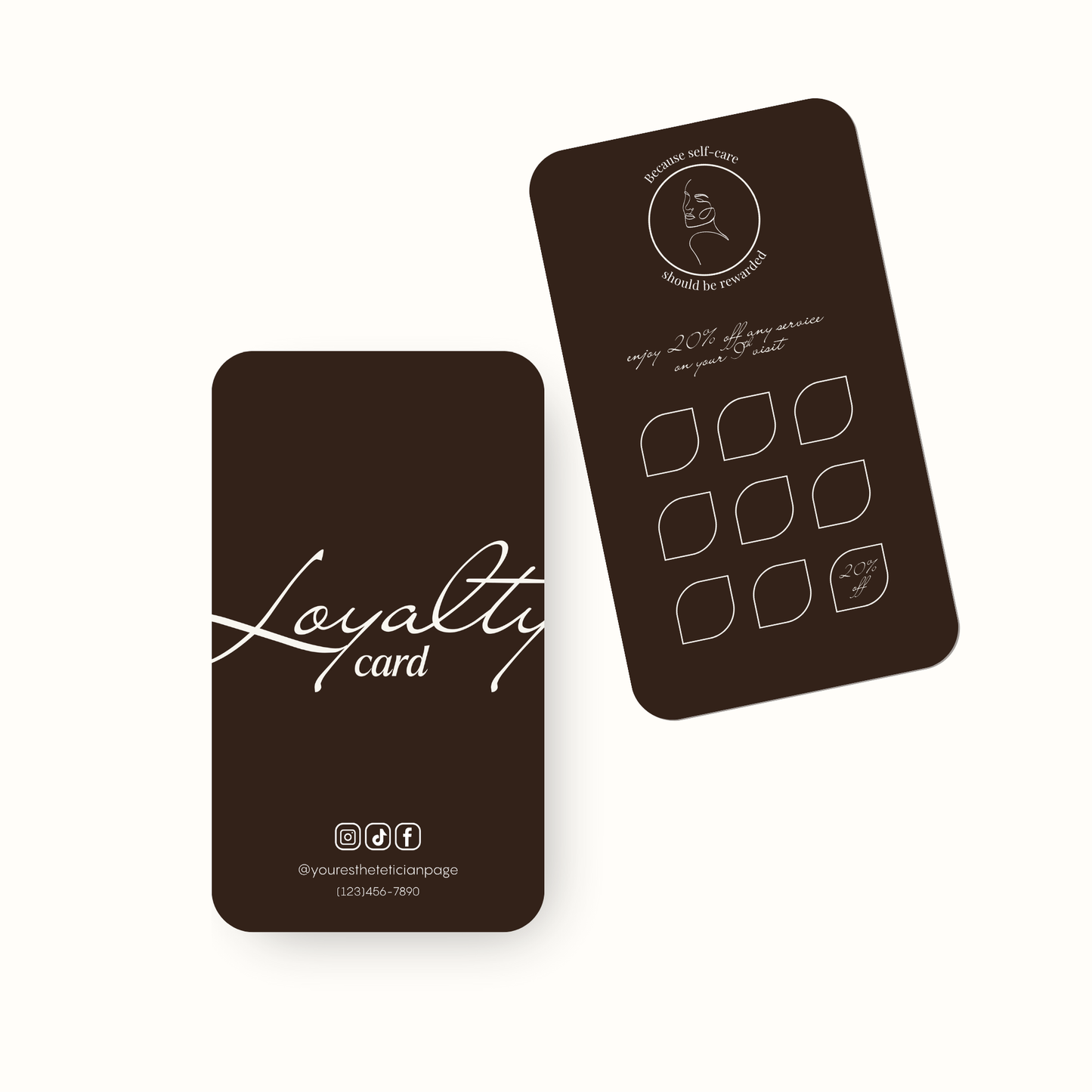 Brown Elegance Esthetician Business Cards