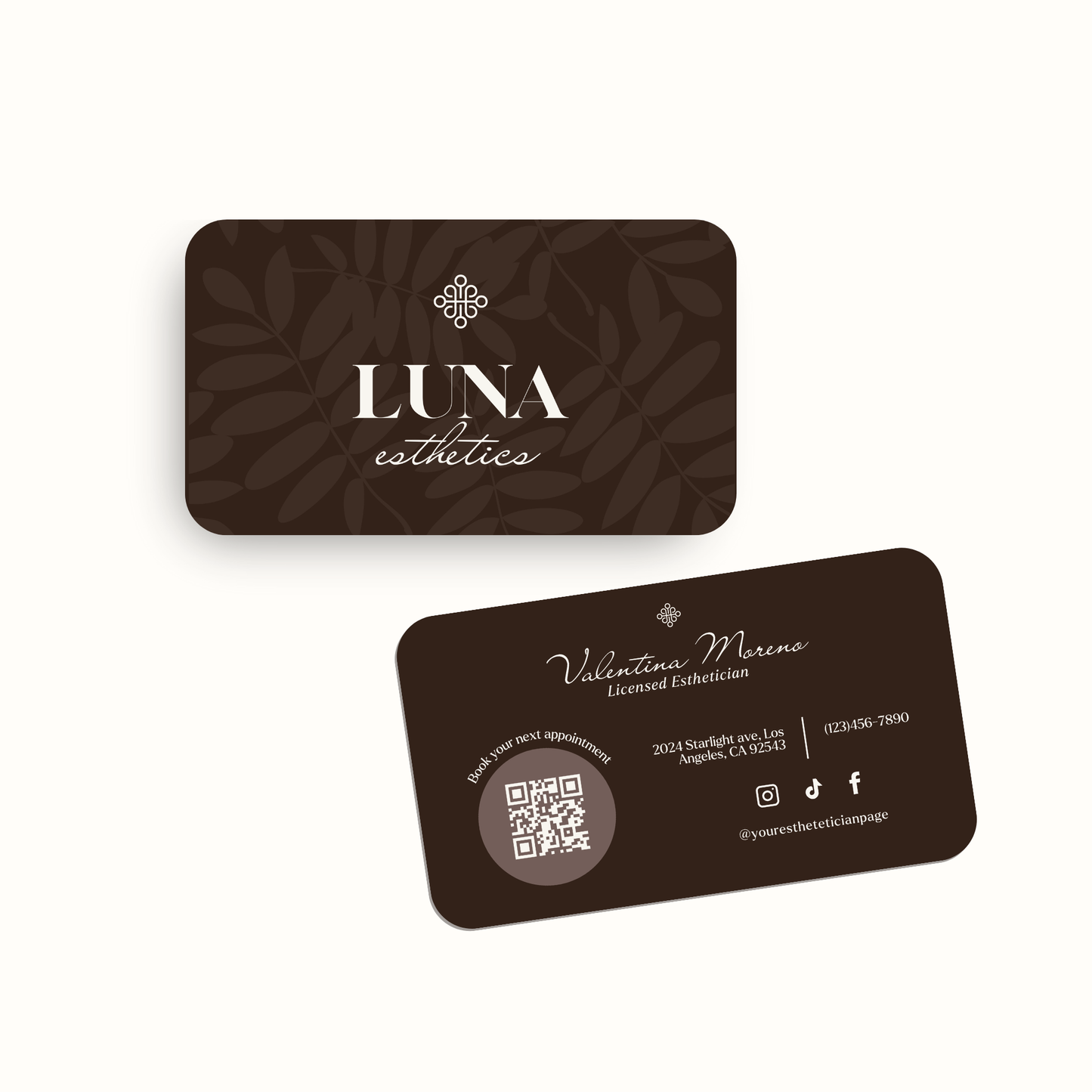 Brown Elegance Esthetician Business Cards