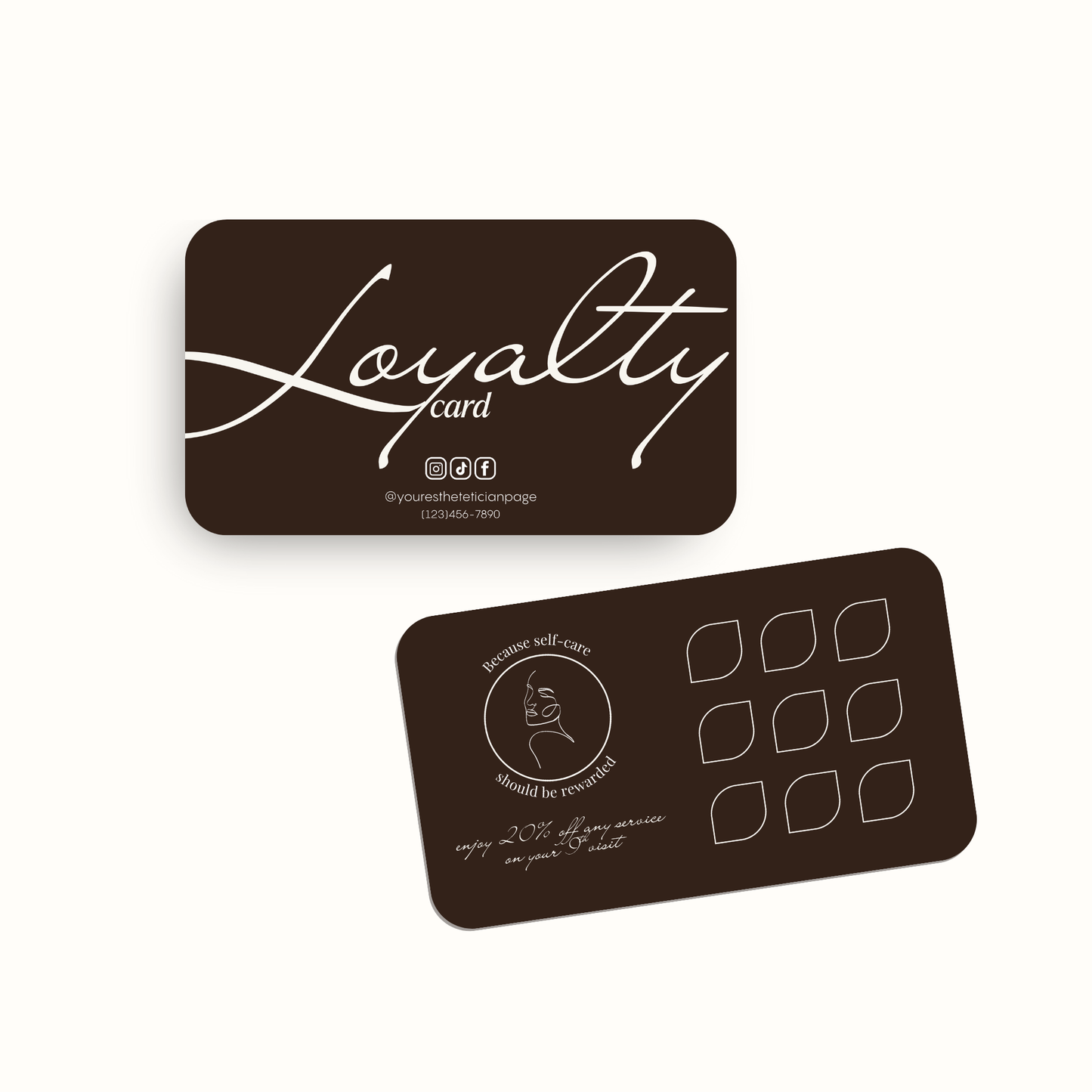 Brown Elegance Esthetician Business Cards