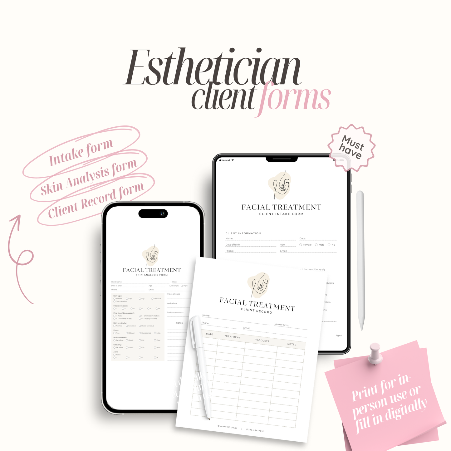 Esthetician Client Forms