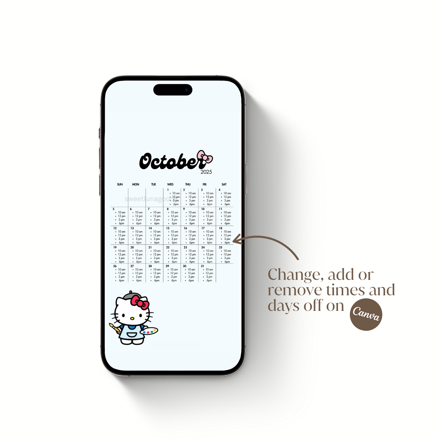 2025 Booking/Availability Calendars for IG Story