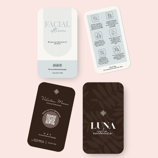 Esthetician Business/Loyalty/Aftercare Cards