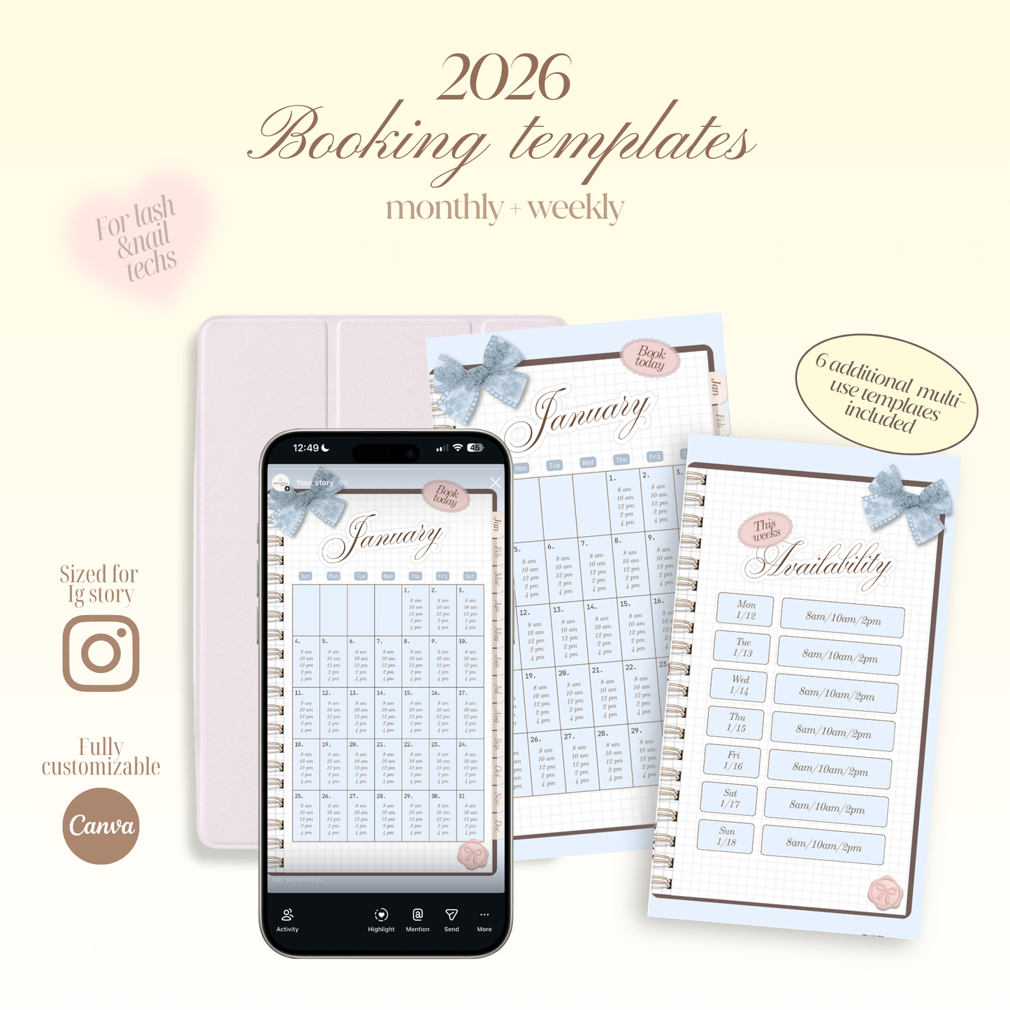 2026 Availability Templates - Scrapbook Pastel