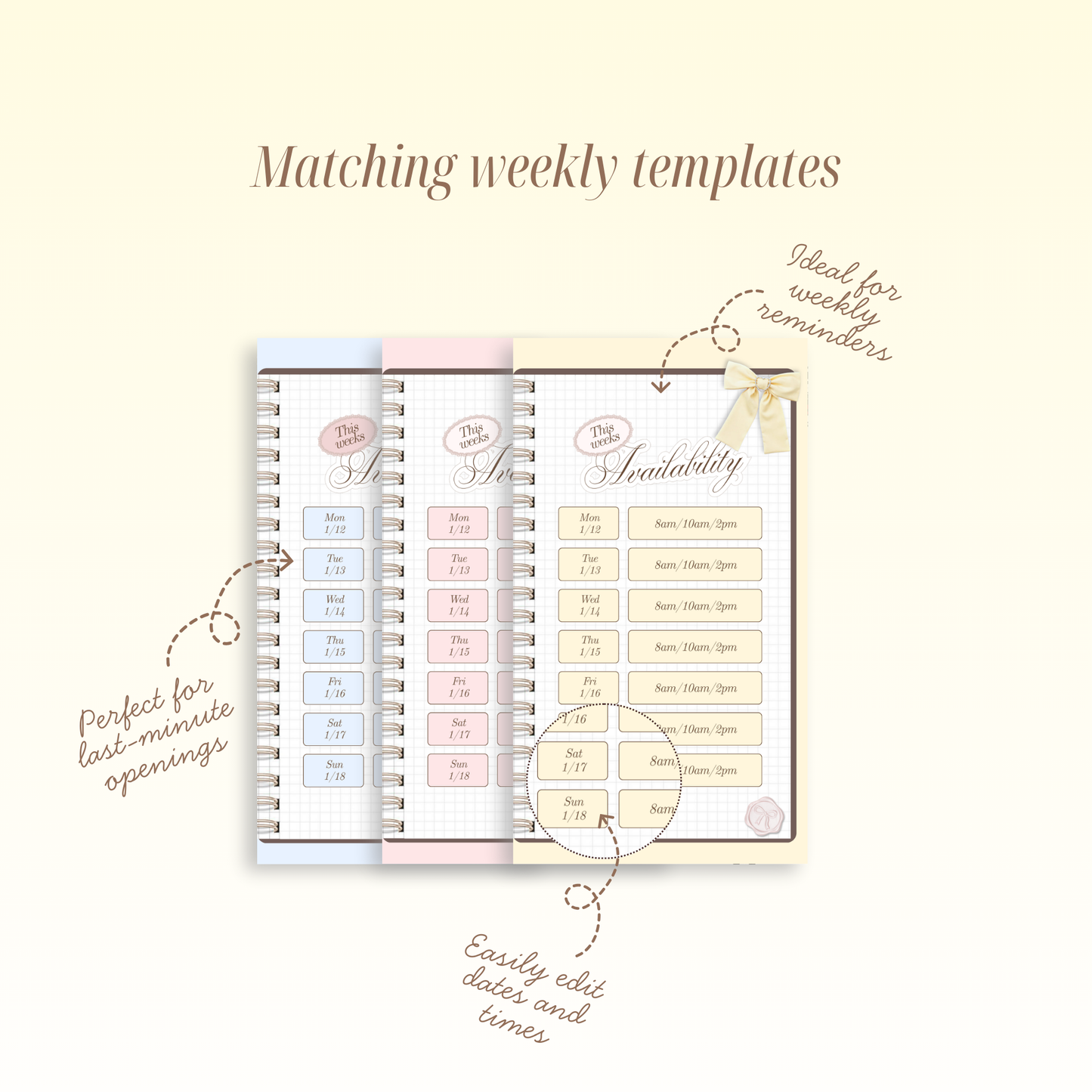 2026 Availability Templates - Scrapbook Pastel