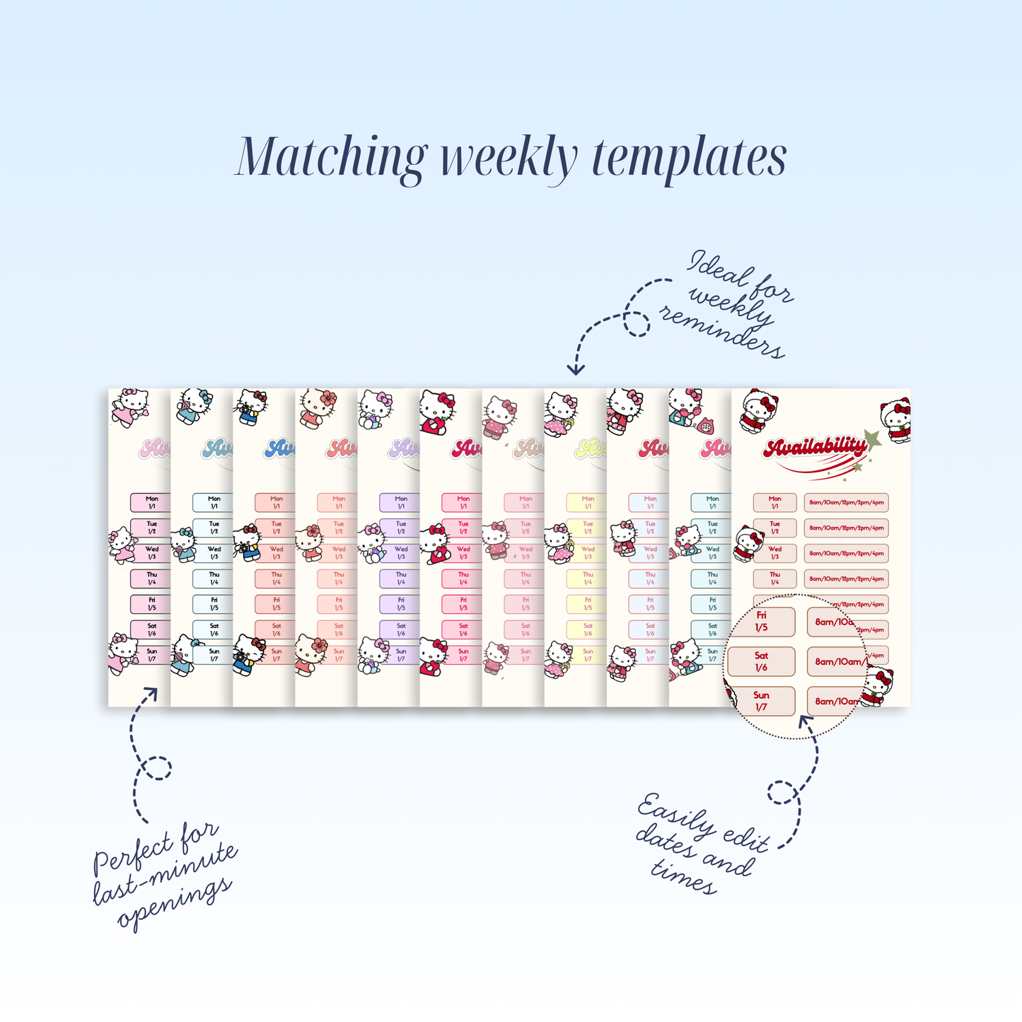 2026 Availability Templates - Hello Kitty