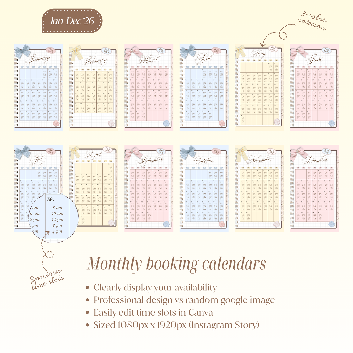 2026 Availability Templates - Scrapbook Pastel