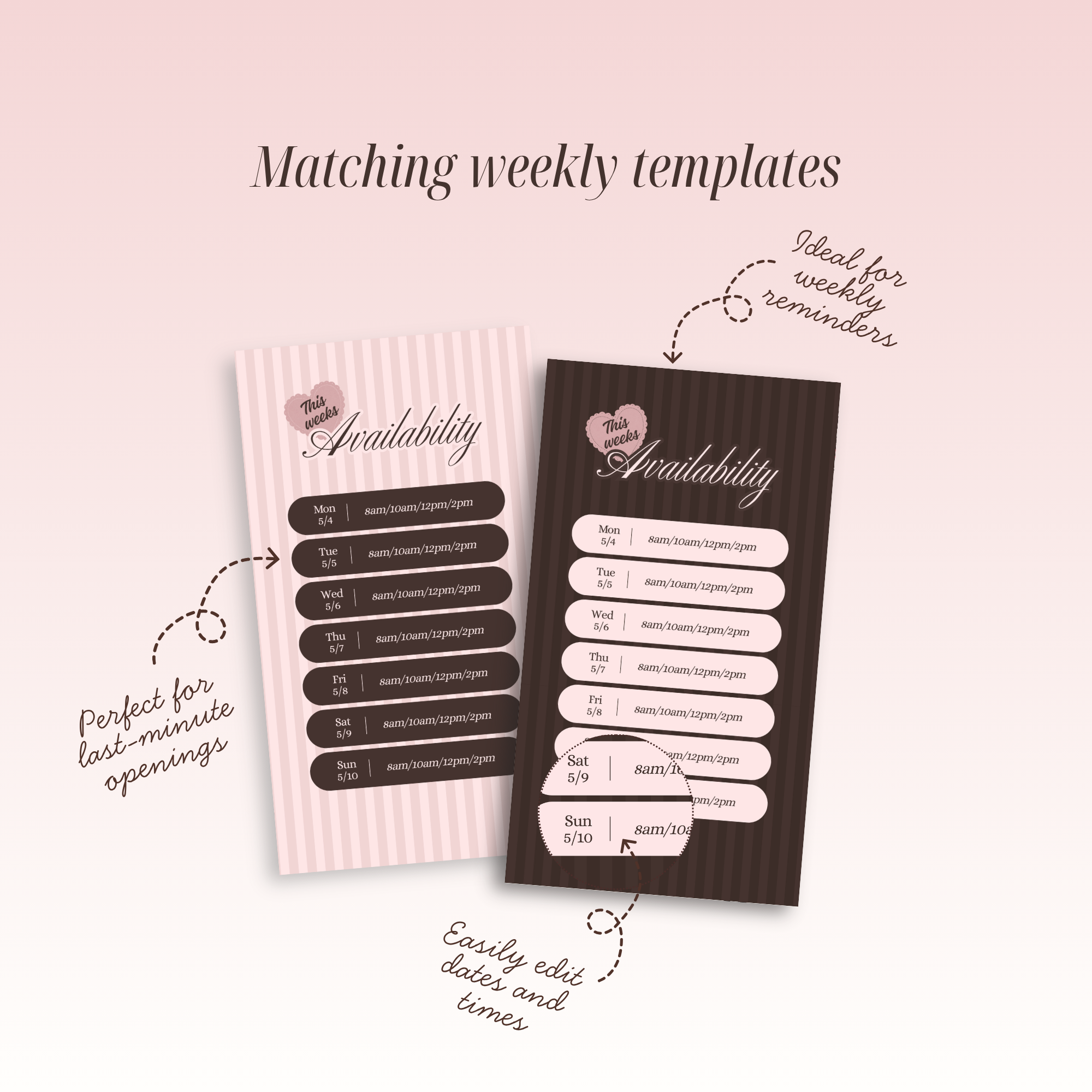 2026 Availability Templates - Pink/Brown