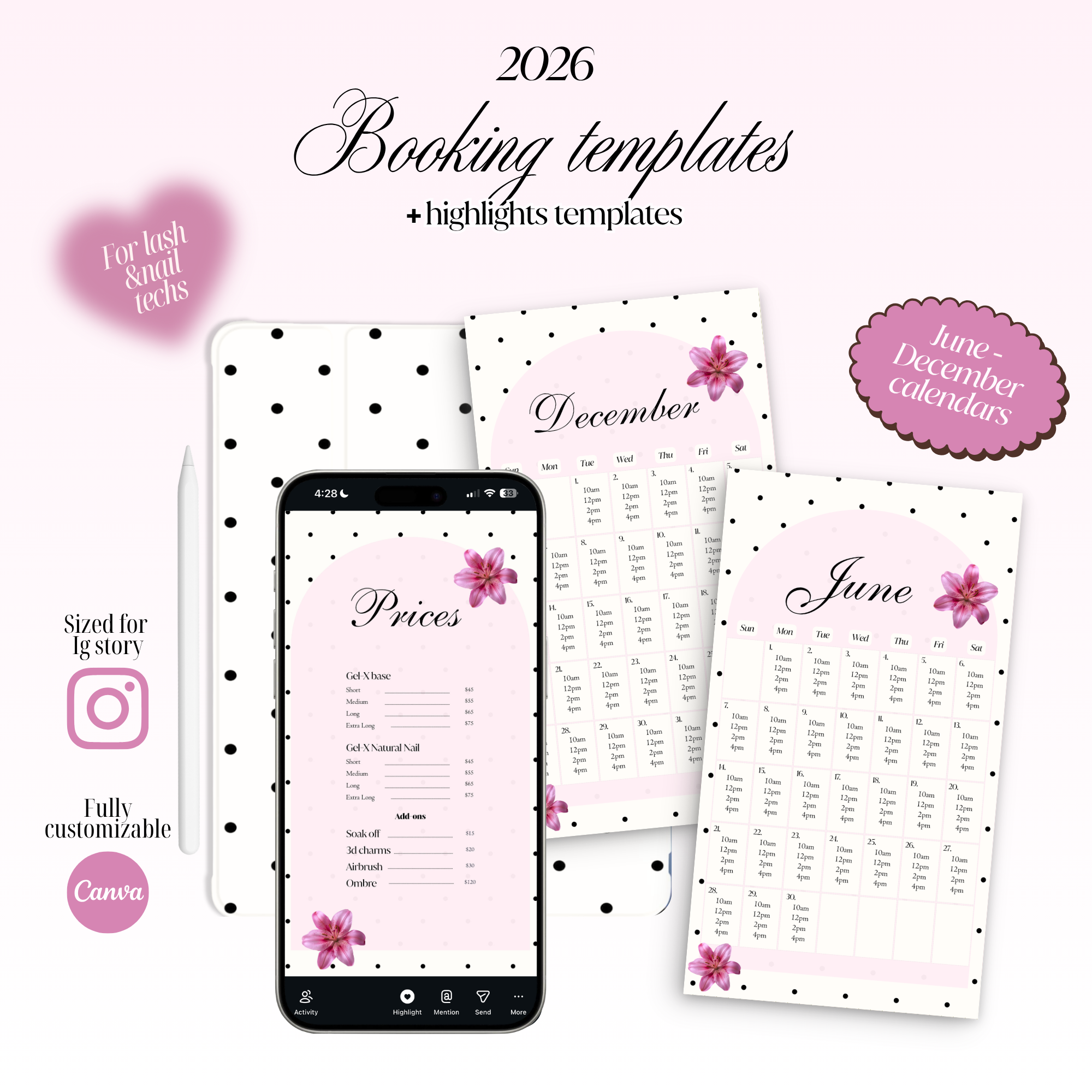 Jun-Dec 2026 Availability Templates + Highlights