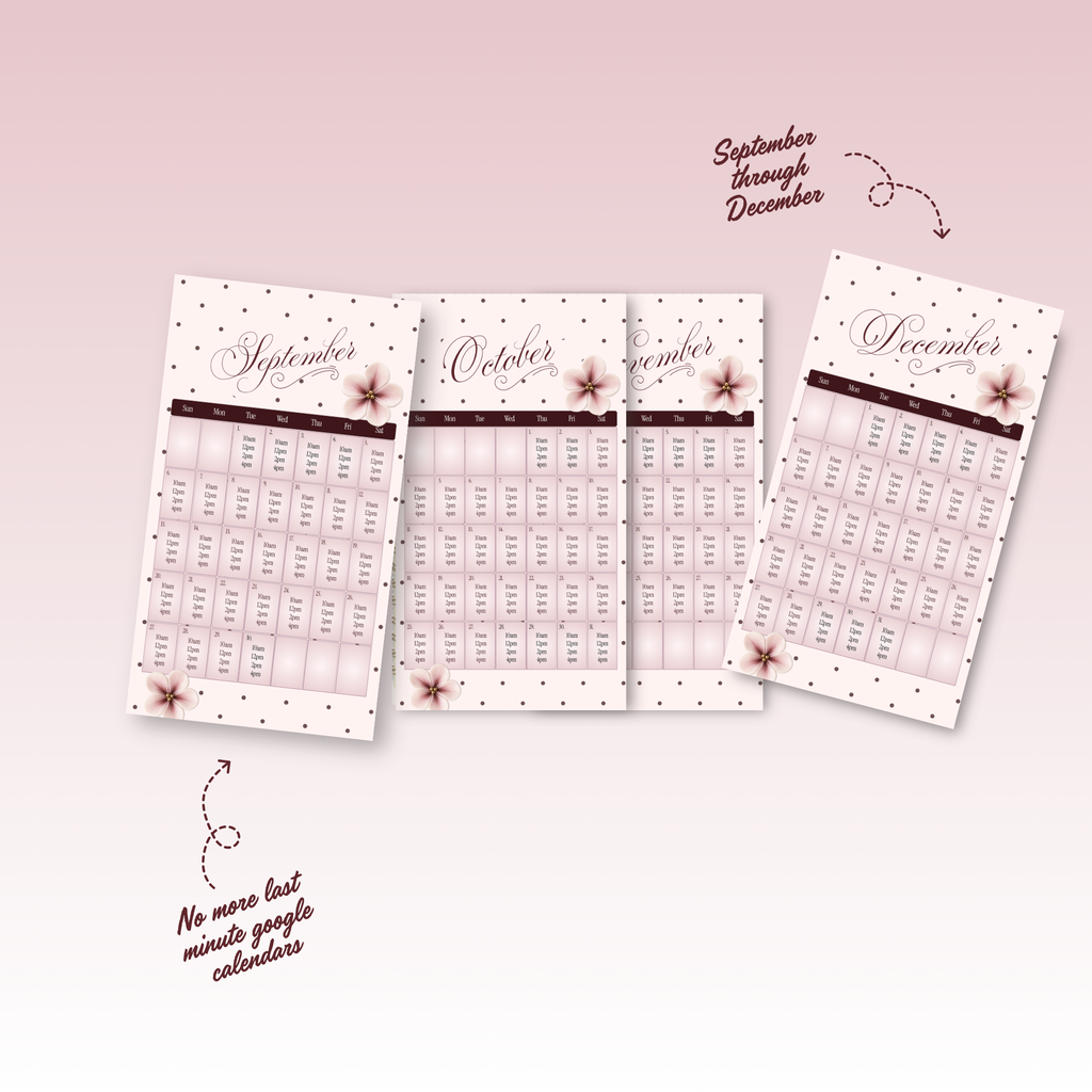 2026 Sep-Dec Availability Templates [Calendars Only]