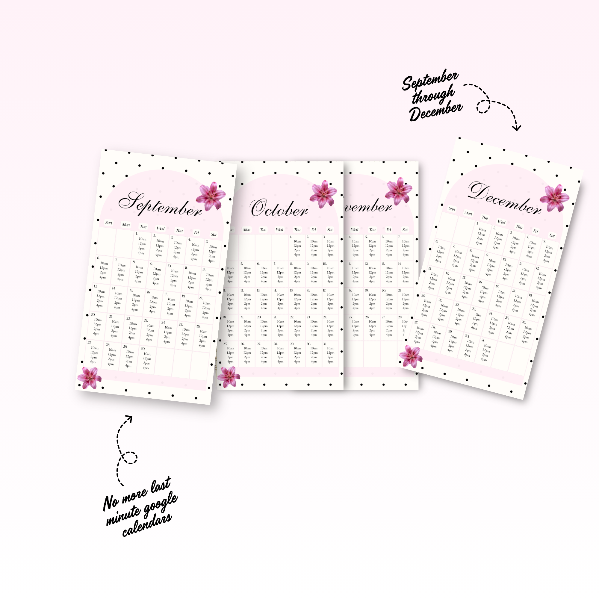 2026 Sep-Dec Availability Templates [Calendars Only]