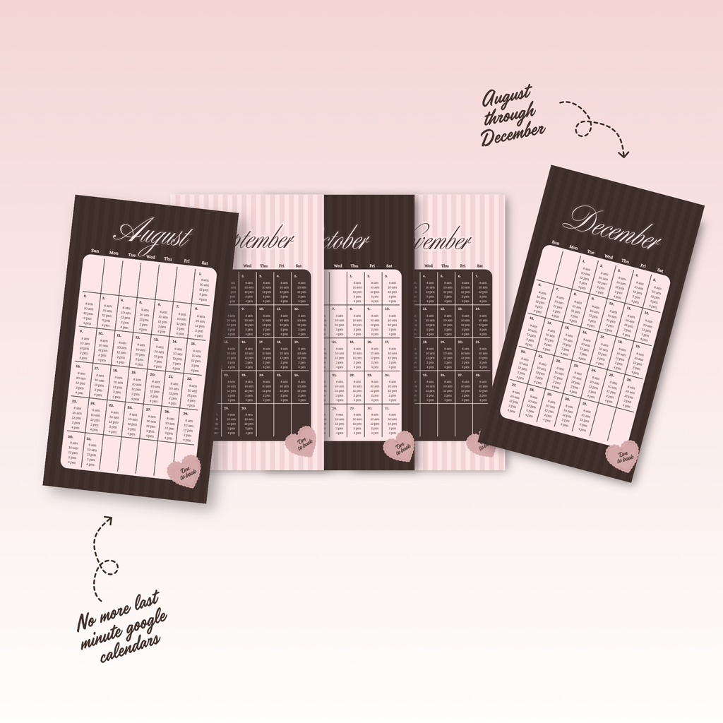 2026 Aug-Dec Availability Templates [Calendars only]