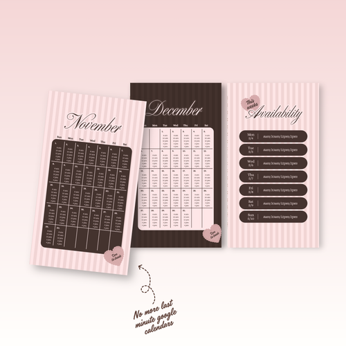 2026 Nov-Dec Availability Templates [Calendars only]