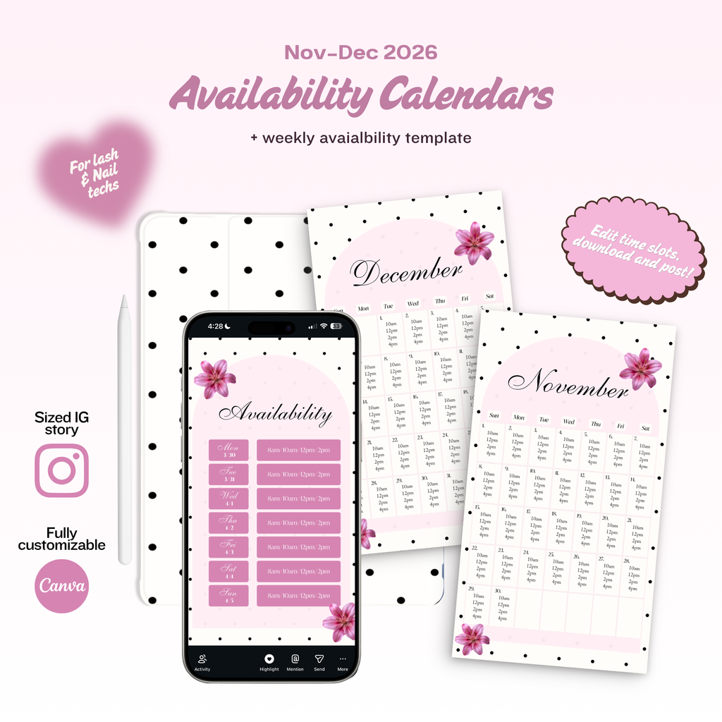 2026 Nov-Dec Calendars