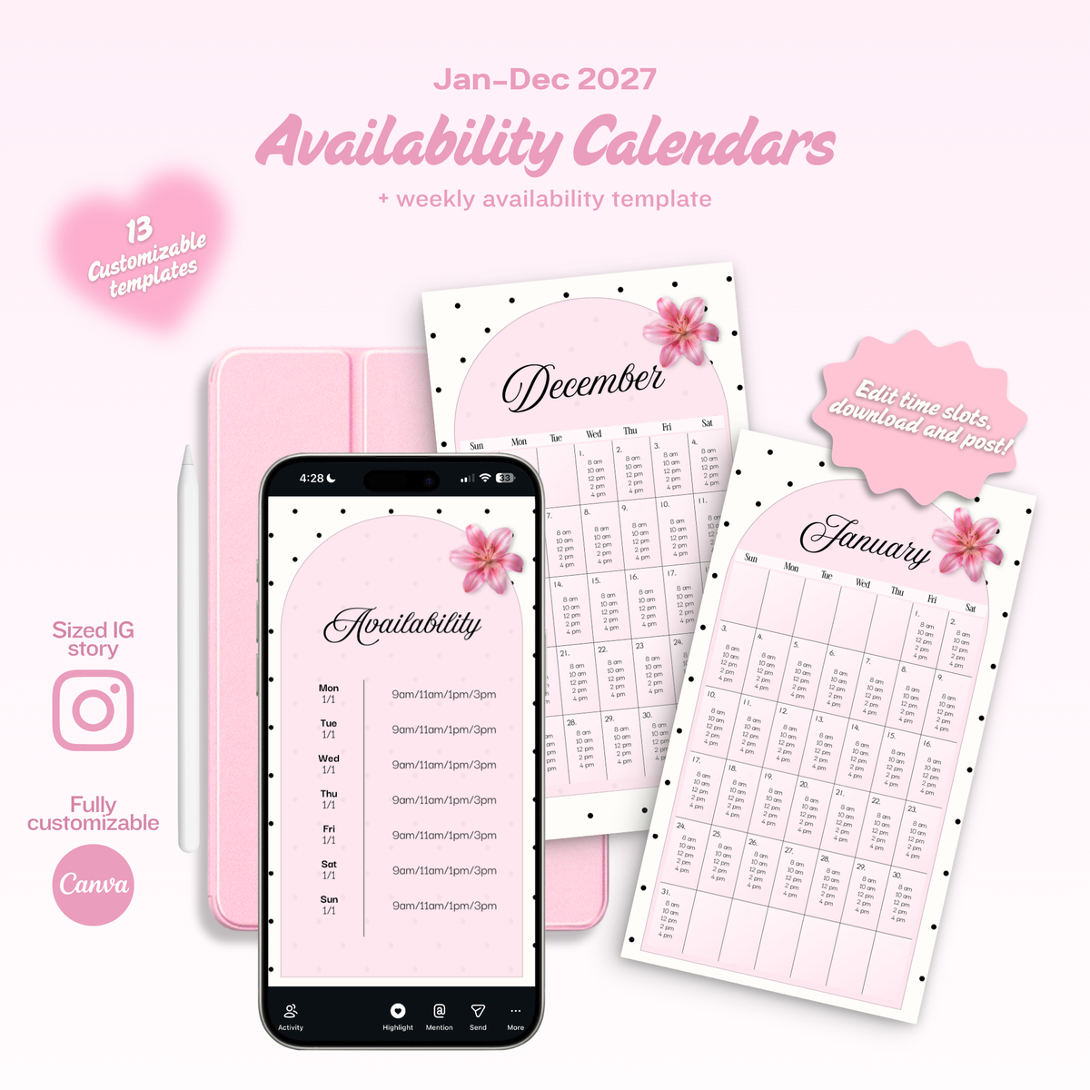 2027 Jan-Dec Calendars