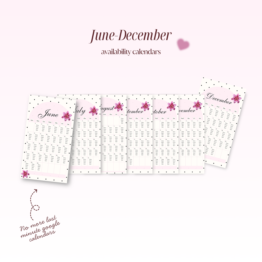 Jun-Dec 2026 Availability Templates + Highlights