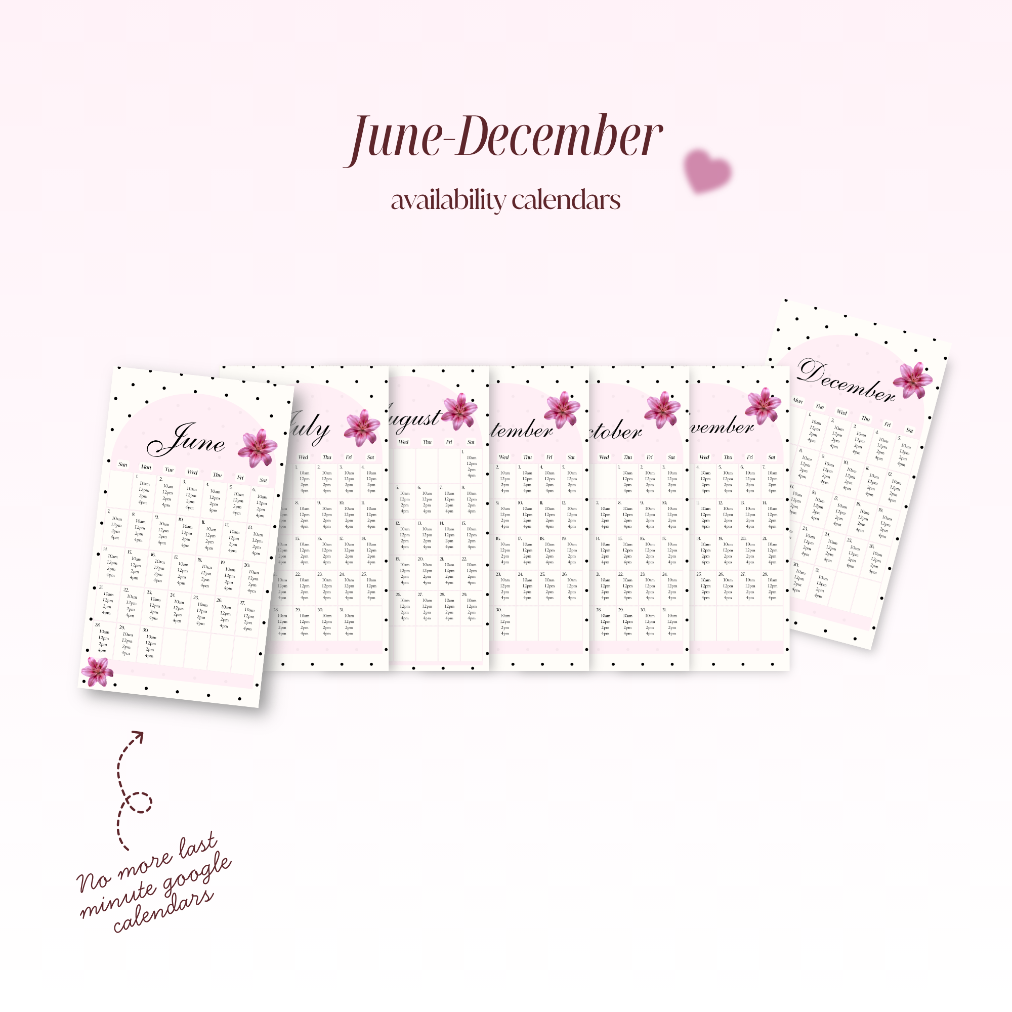 Jun-Dec 2026 Availability Templates + Highlights