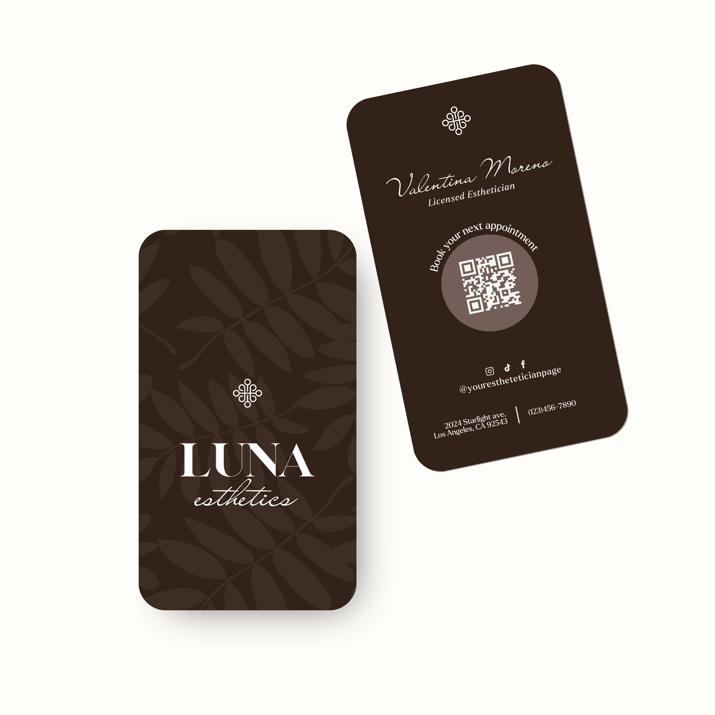 Brown Elegance Esthetician Business Cards